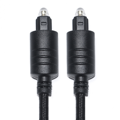 Cavo audio digitale TOSLINK Corda lavorata a maglia nera Porta rotonda placcata in oro per lettore DVD 1M 2M 3M