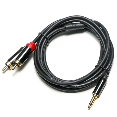 comprare Cavo audio digitale RCA placcato guscio in metallo nero copertura in PVC 3,5 mm lunghezza 1,25 m connettore dorato per audio per auto online manufacture