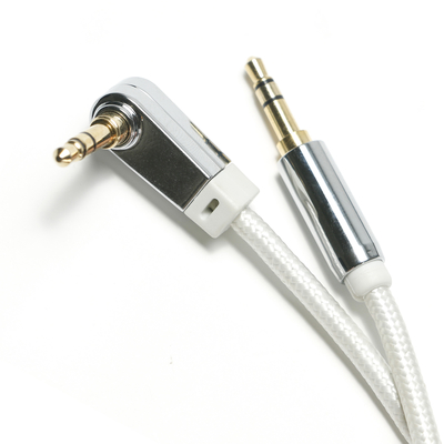 comprare Cavo audio digitale AUX bianco SPDIF 90 ° 3,5 mm corda lavorata a maglia in lega di alluminio placcato per altoparlante audio Car Audio 0,92 m online manufacture