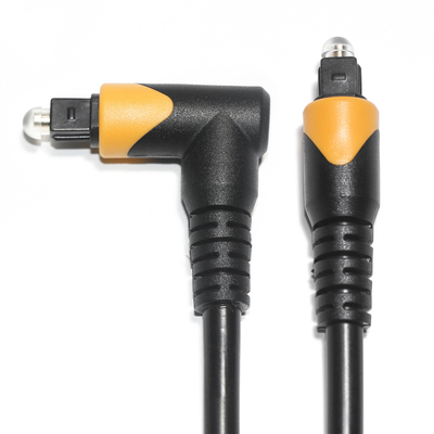 comprare Prodotto di fabbrica Toslink Cavo audio in fibra ottica Maschio Nero Giallo PVC 90° Quadrato Toslink Cavo ottico in plastica online manufacture