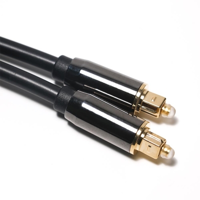 Professionale Toslink cavo ottico in plastica con treccia di nylon nero Cable audio digitale in fibra ottica con placcatura dorata