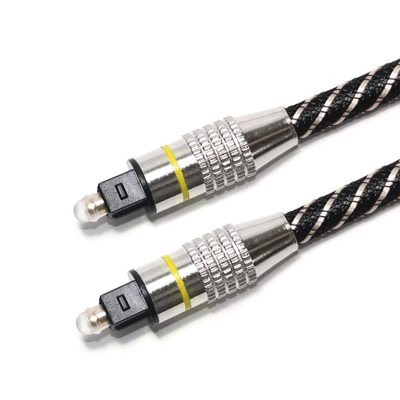 Cavo audio ottico TOSLINK giallo in nylon intrecciato OD4.0 connettore placcato in metallo