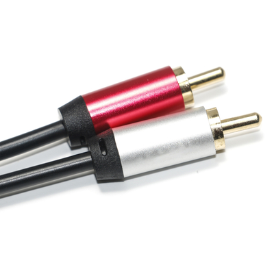 Cavo audio digitale da 3,5 mm 2/1 nero in PVC bianco placcato rosso in lega di alluminio connettore dorato per autoradio
