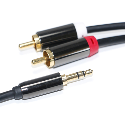 Cavo audio RCA 3.5MM 2-1 Guscio in metallo nero per audio per auto 0.53M 1M 2M