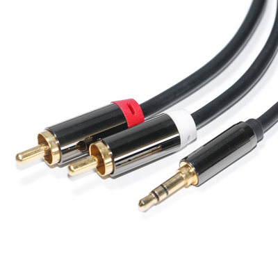 Cavo audio RCA 3.5MM 2-1 Guscio in metallo nero per audio per auto 0.53M 1M 2M