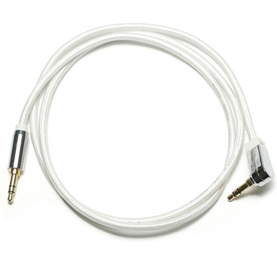 Cavo audio digitale AUX bianco SPDIF 90 ° 3,5 mm corda lavorata a maglia in lega di alluminio placcato per altoparlante audio Car Audio 0,92 m