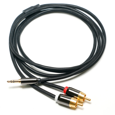 Cavo audio digitale RCA da 3,5 mm 2/1 porta dorata placcata in corda per soundbar Car Audio