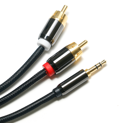 Cavo audio digitale RCA da 3,5 mm 2/1 porta dorata placcata in corda per soundbar Car Audio