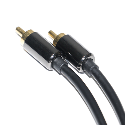 Cavo audio digitale RCA Uscita da 3,5 mm 1/1 Doppia piastra maschio Metallo Nero PVC Lega di alluminio 1,2 M Per sound bar Car Audio