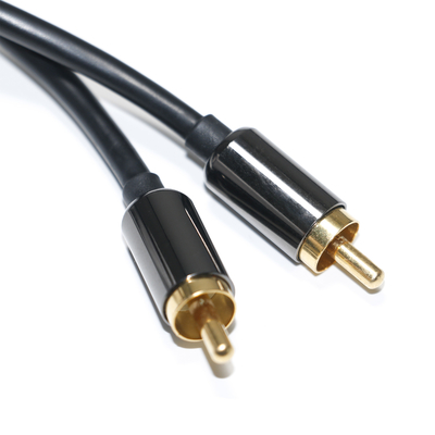 Cavo audio digitale RCA Uscita da 3,5 mm 1/1 Doppia piastra maschio Metallo Nero PVC Lega di alluminio 1,2 M Per sound bar Car Audio