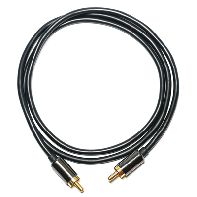Cavo audio digitale RCA Uscita da 3,5 mm 1/1 Doppia piastra maschio Metallo Nero PVC Lega di alluminio 1,2 M Per sound bar Car Audio