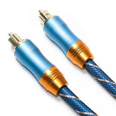 Cavo digitale Toslink Premium OD6.0 Corda lavorata a maglia Placcato Guscio smerigliato Interfaccia quadrata Blu 1.5M Suono HiFi per subwoofer