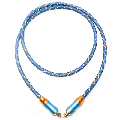 Cavo digitale Toslink Premium OD6.0 Corda lavorata a maglia Placcato Guscio smerigliato Interfaccia quadrata Blu 1.5M Suono HiFi per subwoofer