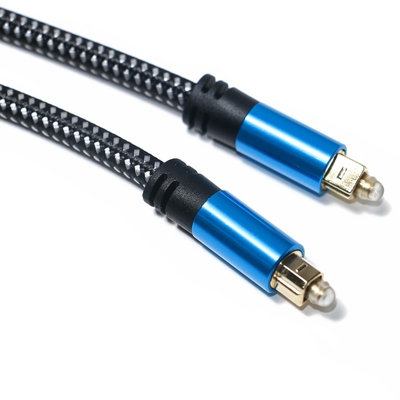 Cavo audio Toslink Cavo in fibra ottica digitale blu Cavo Toslink Lega di alluminio Guscio in metallo Treccia di nylon