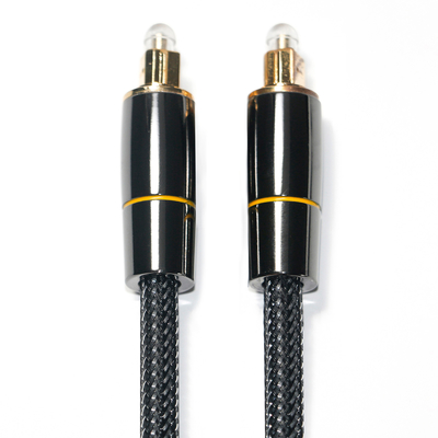 Toslink Cavo in fibra ottica Toslink Rete intrecciata in nylon Connettore con bordo in rame placcato oro 1.2M per altoparlante subwoofer
