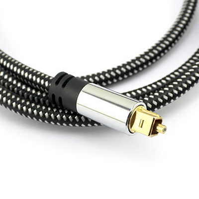 Cavo intrecciato Toslink audio ottico digitale OD5.0 Guscio in alluminio placcato argento per amplificatore Soundbar 1.5M 3M 5M