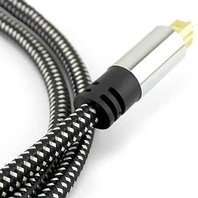 Cavo intrecciato Toslink audio ottico digitale OD5.0 Guscio in alluminio placcato argento per amplificatore Soundbar 1.5M 3M 5M