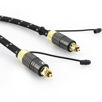 1.2M Cable audio Toslink dorato per altoparlante subwoofer audiofilo con guscio tessuto e connettore maschio-maschio