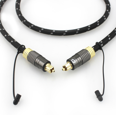 1.2M Cable audio Toslink dorato per altoparlante subwoofer audiofilo con guscio tessuto e connettore maschio-maschio