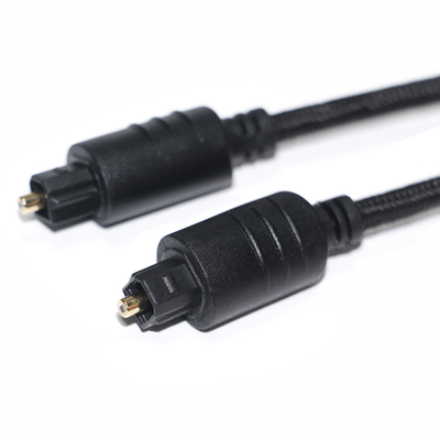 Cavo audio digitale TOSLINK Corda lavorata a maglia nera Porta rotonda placcata in oro per lettore DVD 1M 2M 3M