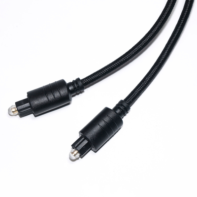 Cavo audio digitale TOSLINK Corda lavorata a maglia nera Porta rotonda placcata in oro per lettore DVD 1M 2M 3M