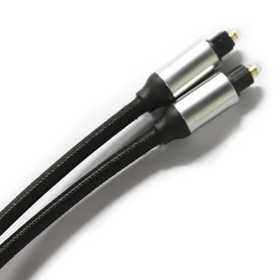 Cavo in fibra ottica digitale Toslink OD4.0 Cavo intrecciato Connettore rotondo con guscio in metallo placcato in plastica per lettore CD Soundbar