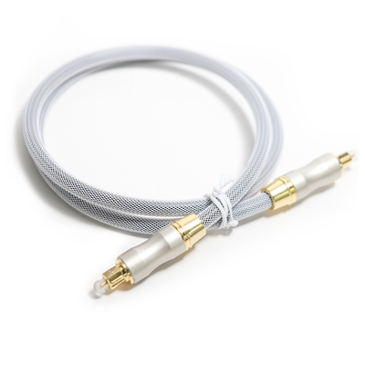Audio scatola dell'altoparlante del cavo ottico OD5.0 Knited Grey Rope Gold Plug Frosted Shell For CD/DVD di Toslink Digital