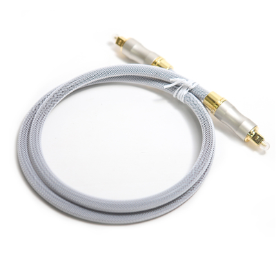 Audio scatola dell'altoparlante del cavo ottico OD5.0 Knited Grey Rope Gold Plug Frosted Shell For CD/DVD di Toslink Digital