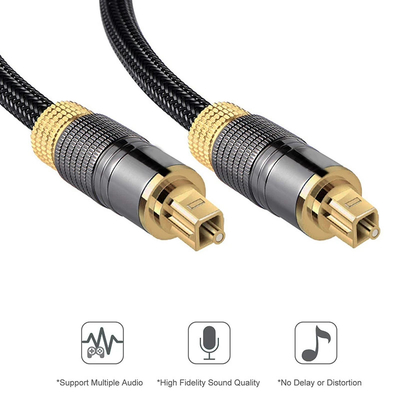 Cavo Toslink dorato 24K 1m 2m 3m 5m 7.5m 10m Cavo Ottico a Fibra Audio Digitale Toslink Cavo Ottico Maschio a Maschio