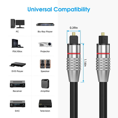 Cavo Toslink con testa placcata in oro Cavo audio in fibra ottica digitale 1M 1.5M 2M 3M 5M 10M 15M