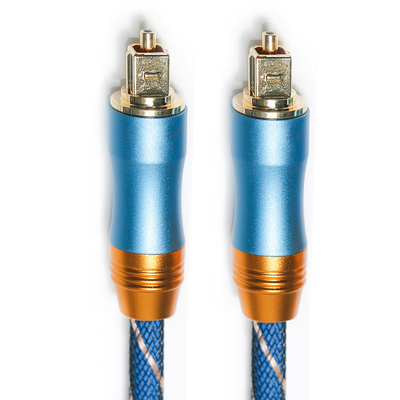 Cavo digitale Toslink Premium OD6.0 Corda lavorata a maglia Placcato Guscio smerigliato Interfaccia quadrata Blu 1.5M Suono HiFi per subwoofer