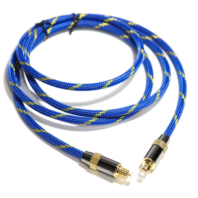 Cavo ottico Toslink Didital placcato oro 4K porta intrecciata corda blu suono HiFi coassiale per audiofili HiFi 1.2M 2M