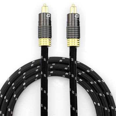 1.2M Cable audio Toslink dorato per altoparlante subwoofer audiofilo con guscio tessuto e connettore maschio-maschio