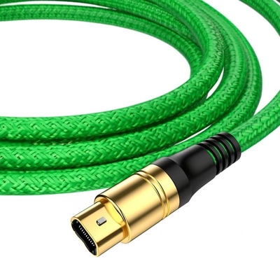 Connettori placcati in oro Cavo audio ottico TOSLINK Materiale di protezione ambientale in PVC Tessitura a maglia di cotone Verde o Personalizzato